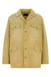 Prada Cotton Jacket Collared Design Four Pockets In Beige O Tan