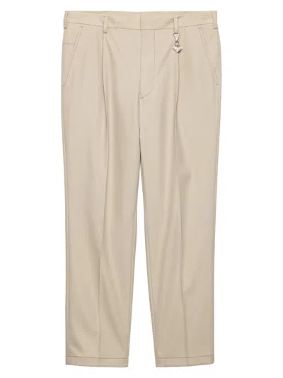 Prada Mens Neutral Slim-fit Mid-rise Cotton Trousers In Animal Print
