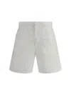 Prada Men White Oxford Bermuda Shorts In White