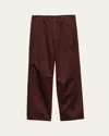 Prada Triangle-logo Cotton Trousers In Brown