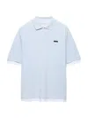 Prada Mens Light Blue Layered-effect Boxy-fit Cotton Polo Shirt Xl