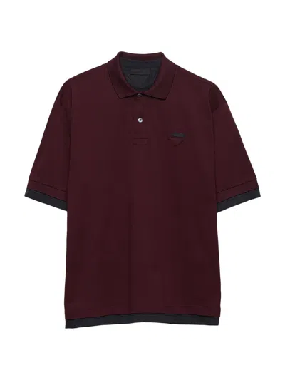 Prada Men's Cotton Polo Shirt In Brown