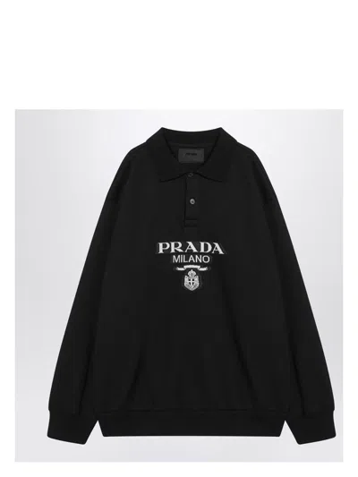PRADA MEN'S COTTON POLO WITH LOGO T-SHIRT