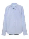 Prada Striped Cotton Shirt Featuring Button-down Collar In Blue