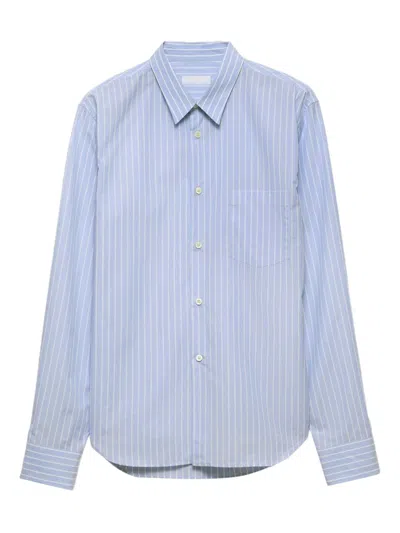 Prada Men Cotton Shirt In Blue