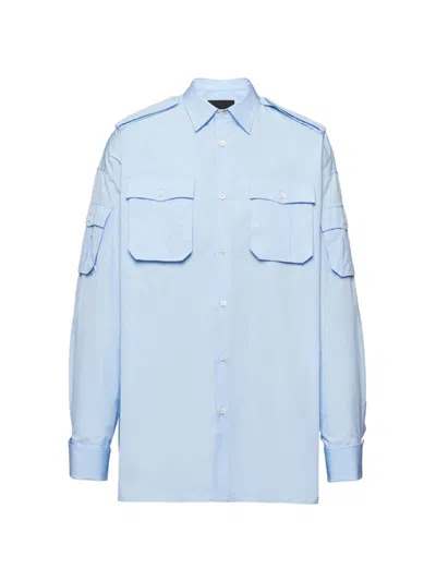 Prada Men's Cotton Shirt In Blue