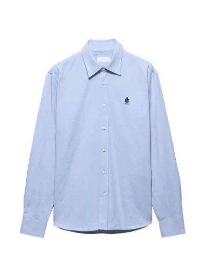 Prada Men's Cotton Shirt In Celeste