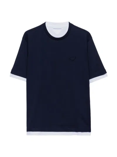 Prada Cotton T-shirt In Blue