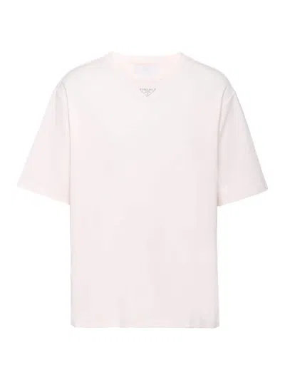 Prada Men's Cotton T-shirt In Pink