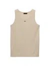 Prada Mens Neutral Triangle Logo-plaque Cotton Tank Top In Neutral