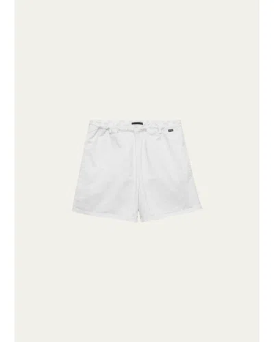 Prada Twill Swim Trunks In White