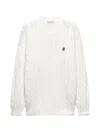 Prada Cable-knit Logo-embroidered Sweater In Bianco