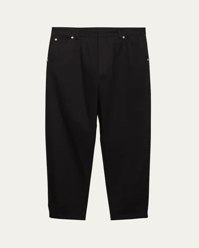 Prada Mens Black Triangle-logo Tapered-leg Relaxed Cotton Trousers In F0002 Nero