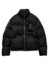 Prada Cropped Triangle-logo Padded Jacket In Black