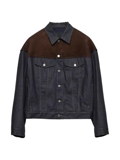 Prada Denim Jacket With Long Sleeves And Chest Pockets In Black