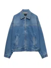 Prada Men's Denim Blouson Jacket In Blue