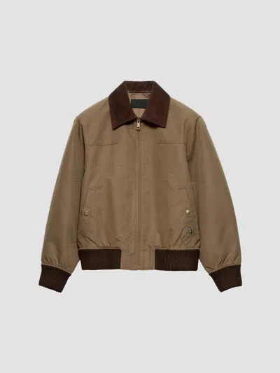 Prada Corduroy-collar Cotton Jacket In Brown