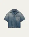 Prada Men's Denim Boxy-fit Bowling Shirt