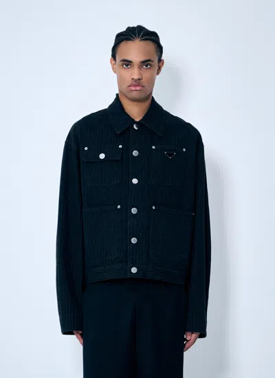Prada Men Denim Overshirt In Blue