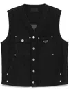 Prada Jeansweste Mit Zickzackmuster In Black
