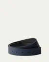 Prada Men's Diano Reversible Leather Belt Strap In Balticonero