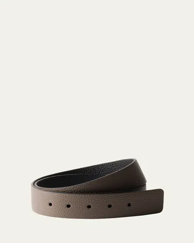 Prada Men's Diano Reversible Leather Belt Strap In Brown