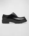 Prada Brushed Leather Lace-up Shoes Lace Up Shoes Black In Nero