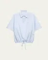 Prada Mens Light Blue Short-sleeve Logo-embroidered Cotton Shirt