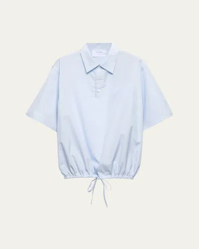 PRADA MEN'S DIVISA COTTON DRAWSTRING-HEM POLO SHIRT