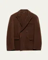 Prada ピークドラペル ダブルジャケット In Brown