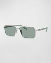 Prada Silver Pilot Frame Sunglasses In Silver