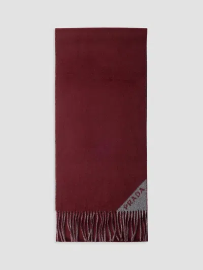 Prada Men's Double Cashmere Scarf In Dark Red