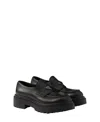 Prada Triangle Logo Brushed Leather Loafers In Black