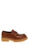 Prada Laced Moccasins In Cognac Leather Men In Brown