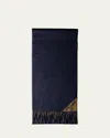 Prada Men's Double-faced Cashmere Scarf In Blue Camel