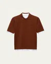 Prada Layered Cotton Polo Shirt In Navy