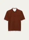 Prada Layered Cotton Polo Shirt In Tabacco