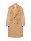Prada Men's Double-breasted Wool Blend Coat In Brown