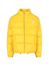 Prada Down Jacket With Logo In Yellow