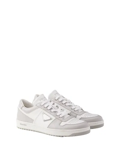 Prada Two-tone Leather Downtown Sneakers In Neutral
