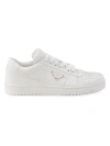 Prada Men's Downtown Leather Sneakers In White