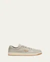 Prada Men's Downtown Napa Leather Low-top Sneakers In Grey