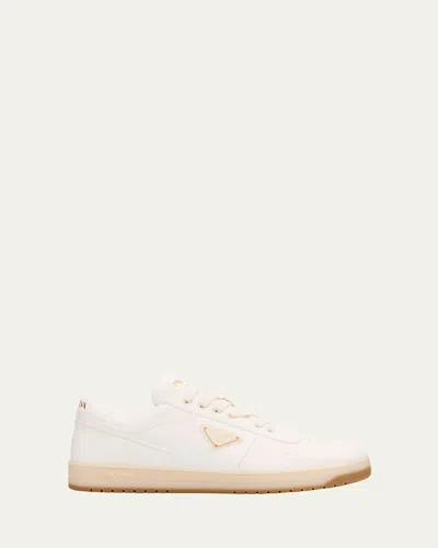 Prada Men's Downtown Napa Leather Low-top Sneakers In White