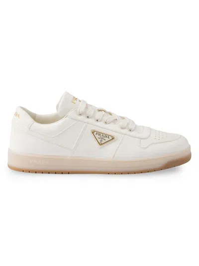 Prada Men Ivory Nappa Leather Downtown Sneakers, 7.5 Luxury Sneakers For Men Darveys In White