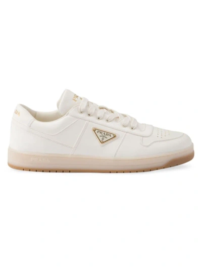 Prada Men's Downtown Nappa Leather Sneakers In White