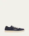Prada Downtown Sneaker Aus Re-nylon Und Wildleder In Blau