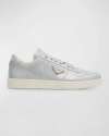 Prada Downtown Leather Sneakers In Blue