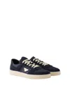 Prada Men's Downtown Nylon And Suede Low-top Sneakers In Blue