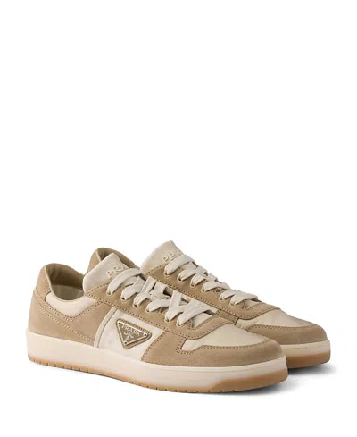 PRADA MEN'S DOWNTOWN RE-NYLON AND SUEDE SNEAKERS