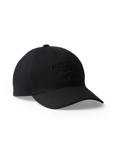 Prada Men's Drill Baseball Cap In Black